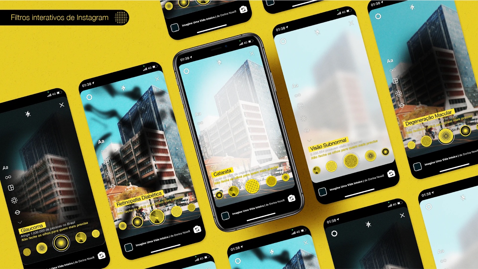 Filtros de Instagram que simulam cada condição sobre a câmera do celular.
