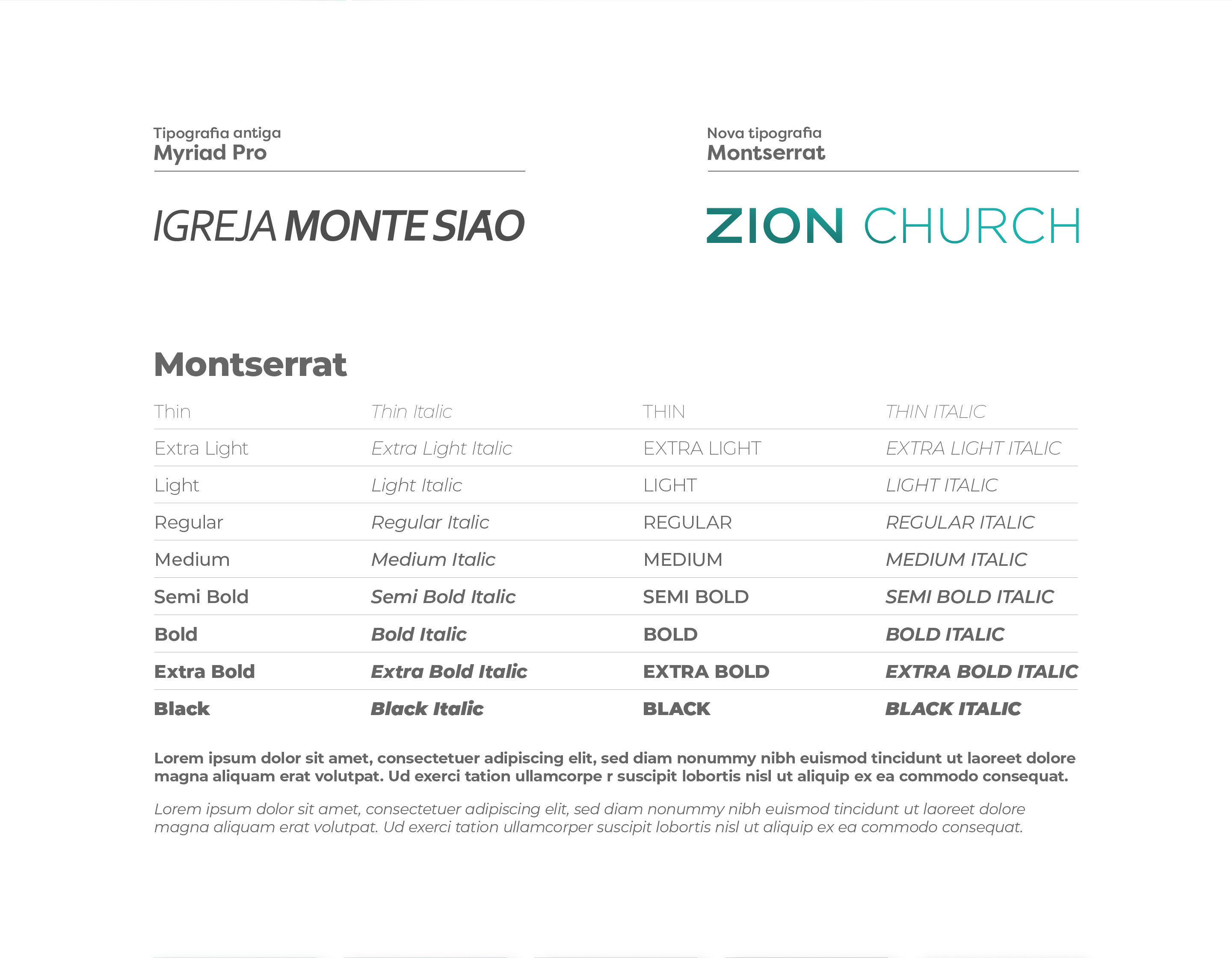 Tipografia antiga e nova, com a família Montserrat.